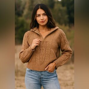 Derek Heart Brown Cable Knit Turtleneck Sweater